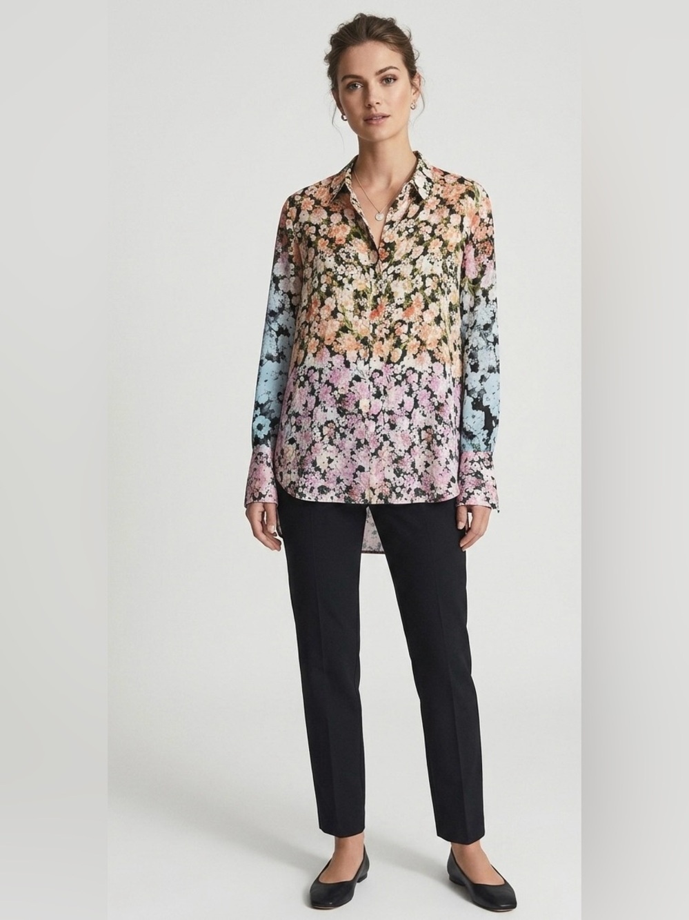 Reiss Serena Floral patchwork Print Shirt multi color floral long sleeve office